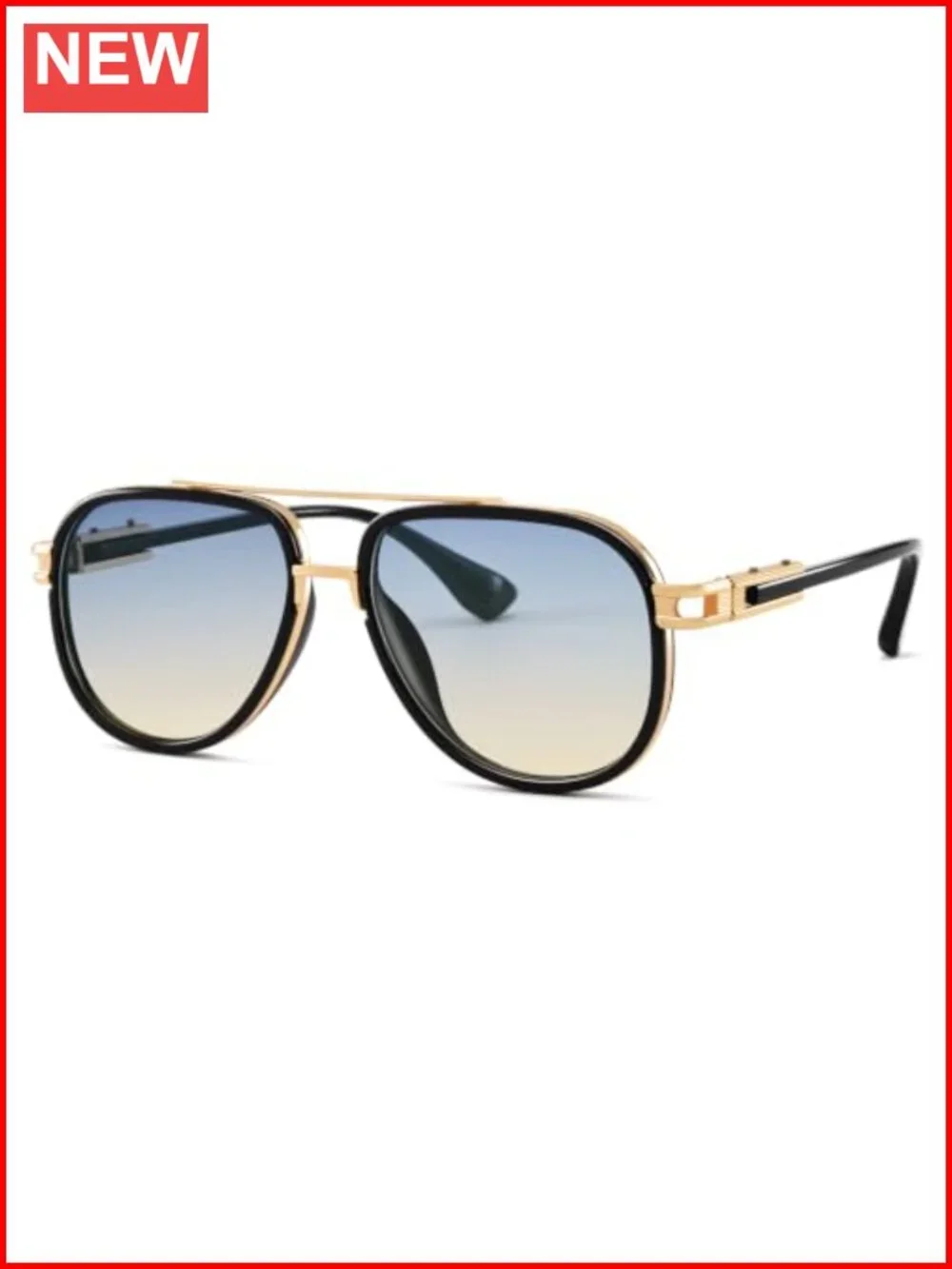 Oversized Aviator Sunglasses Double Bridge Metal Vintage Gradient Shades UV400